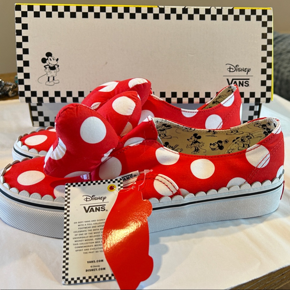 Vans x Disney Minnie Mouse Bow Red and White Polka Dot Sneakers